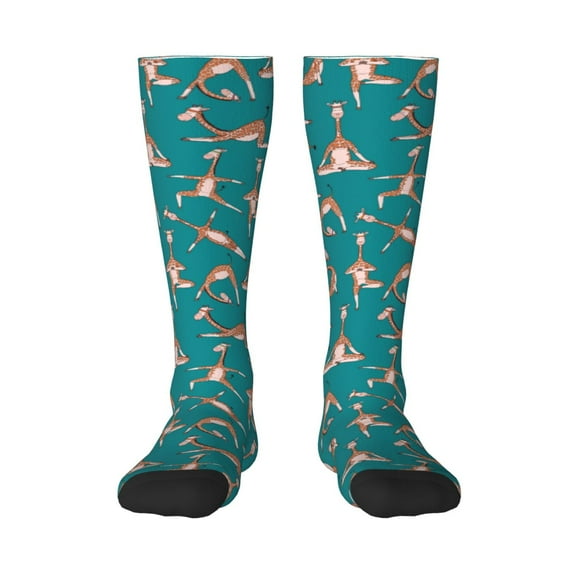 Balery Giraffes Doing Various Yoga Fun Novelty Socks Men'S Women'S Crew Socks Funny Crazy Novelty Socks Quirky And Cool Socks