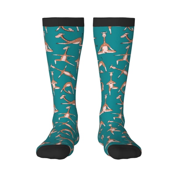 Balery Giraffes Doing Various Yoga Printed Novelty Socks Men's Women's Crew Socks Sports Socks Knee High Socks Cotton Socks Quirky and Cool Socks