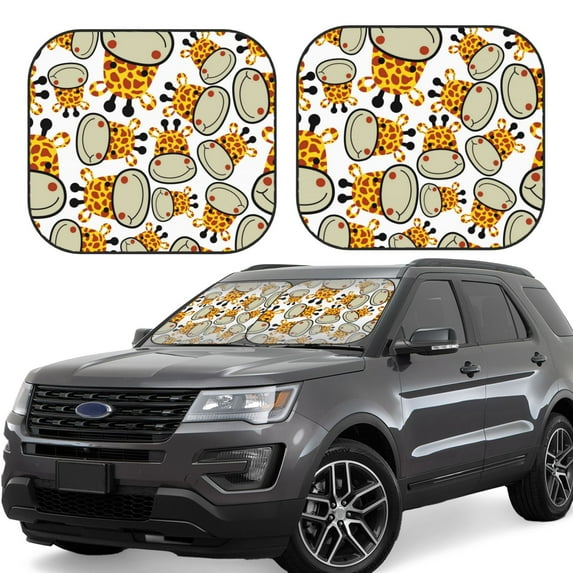 Balery Giraffes Head Sun Shield 2 Pack For Car Front Windows Foldable Sun Visor Protector Blocks Max Uv Rays And Keeps Your Vehicle Cool For Most Sedans Suv Truck