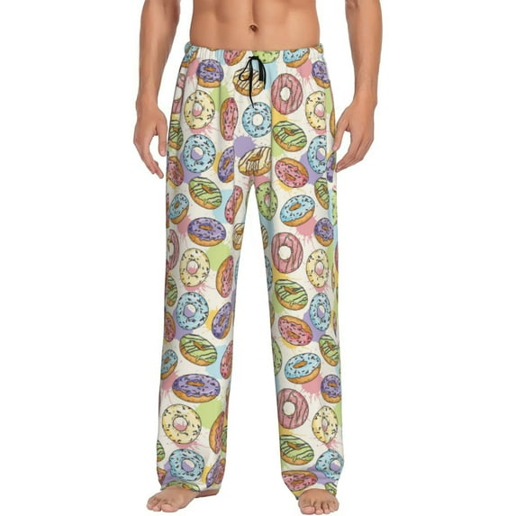 Balery Glazed Donuts print Men's Pajama Pants,Ultra Lightweight Pjs,Lounge Pant-XX-Large