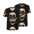 thumbnail image 1 of Balery Glitch Screaming Skull Baseball Jersey for Men Casual Button Down Shirts Short Sleeve Active Team Sports Uniform-Medium, 1 of 9