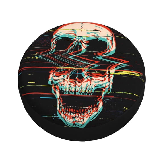 Balery Glitch Screaming Skull Tire Covers - Tough Tire Wheel Protector for Truck, SUV, Trailer, Camper, RV -14 inch