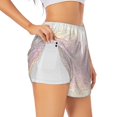 thumbnail image 1 of Balery Glitter Light Pearl Pattern Women's Running Shorts with Liner 2 Pockets Elastic Workout Athletic Gym Yoga Shorts-Medium, 1 of 7