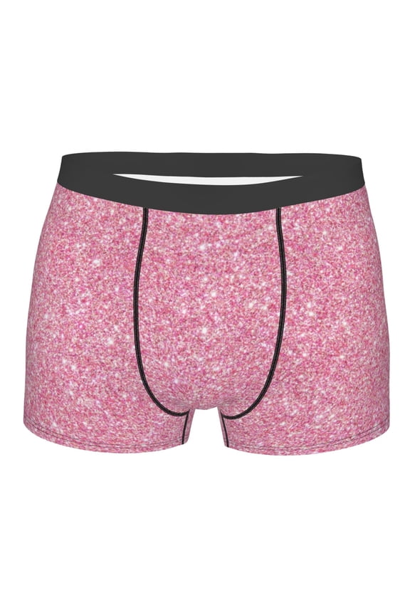 Glitter Pink Men's Boxer Briefs, Soft and Breathable Cotton Underwear with nylon Waistband-Small