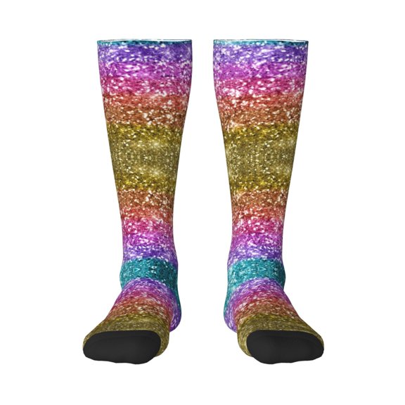 Balery Glitter Rainbow Fun Novelty Socks Men'S Women'S Crew Socks Funny Crazy Novelty Socks Quirky And Cool Socks