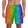 thumbnail image 1 of Balery Glitter Rainbow Mens Swim Trunks Swim Shorts for Men Quick Dry Inseam Beach Shorts with Compression Liner Pocket-Medium, 1 of 9