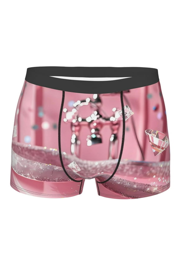 Glittering Pink Bathtub Men's Boxer Briefs, Soft and Breathable Cotton Underwear with nylon Waistband-XX-Large