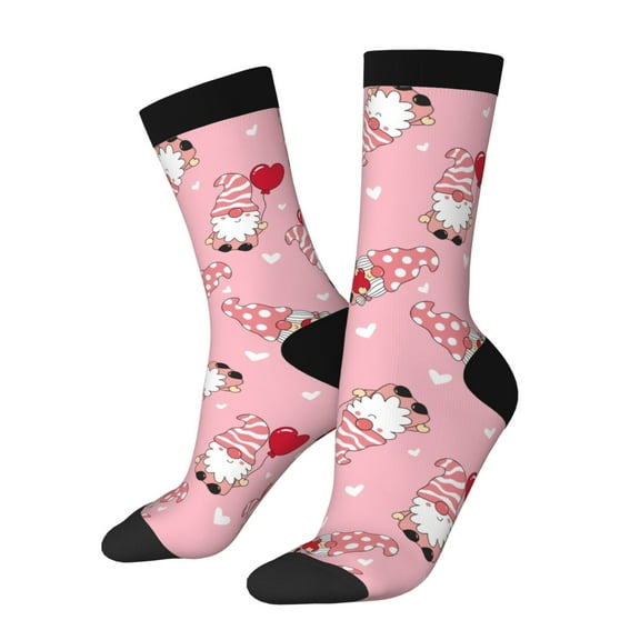 Balery Gnome With Heart Pattern Crew Socks Unisex– Soft & Breathable Socks for Men & Women, One-Size Fits Most (US 5-11), Comfortable & Durable for Daily Wear