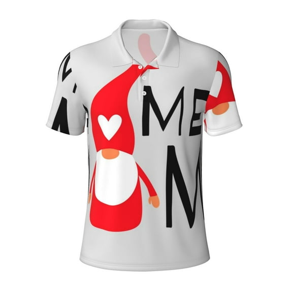Balery Gnome Home With A Cute Gnome Printed Men’s Short Sleeve Polo Shirt, Midweight Men's Shirt,Golf Polo shirts -X-Large