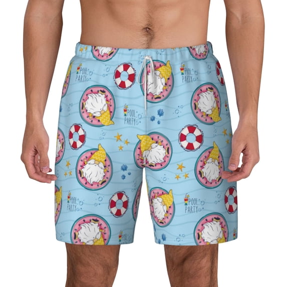 Balery Gnome Pool Party Mens Swim Trunks Swim Shorts for Men Quick Dry Inseam Beach Shorts with Compression Liner Pocket-Medium