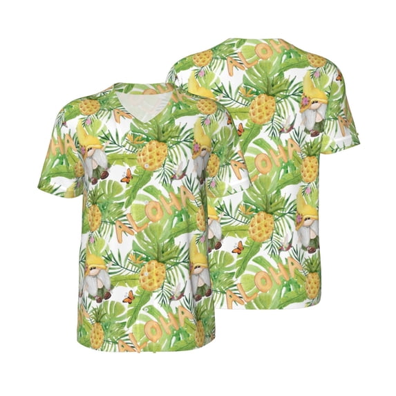 Balery Gnome and Pineapple Baseball Jersey for Men Casual Button Down Shirts Short Sleeve Active Team Sports Uniform-XX-Large