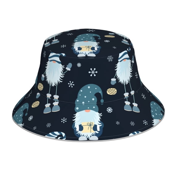 Balery Gnome and Snowflakes Sun Hats for Men Women Bucket Hat UPF 50+ Buckey Hat Boonie Hat Foldable UV Protection Hiking Beach Fishing Summer