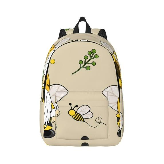 Balery Gnomes Bees And Sunflowers Vintage Canvas Backpack for Men and Women - Large Capacity, Durable Travel Laptop Bag for School, Work, Hiking, and Outdoor Activities