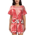 thumbnail image 1 of Balery Gnomes Hold The Letters LOVE Pattern Womens Pajama Sets 2 Piece Soft Short Sleeve Top and Shorts Sleepwear Round Neck Pjs Lounge Set with Pockets-3X-Large, 1 of 7