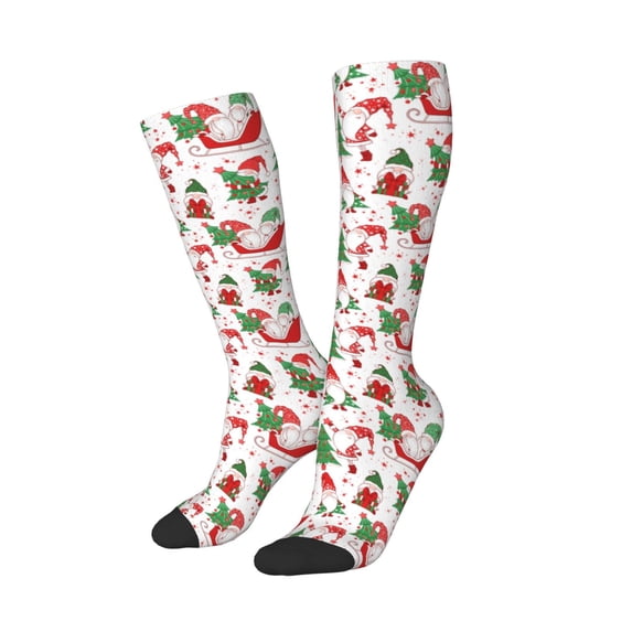 Balery Gnomes Merry Christmas Printed Novelty Socks Men's Women's Crew Socks Sports Socks Knee High Socks Cotton Socks Quirky and Cool Socks