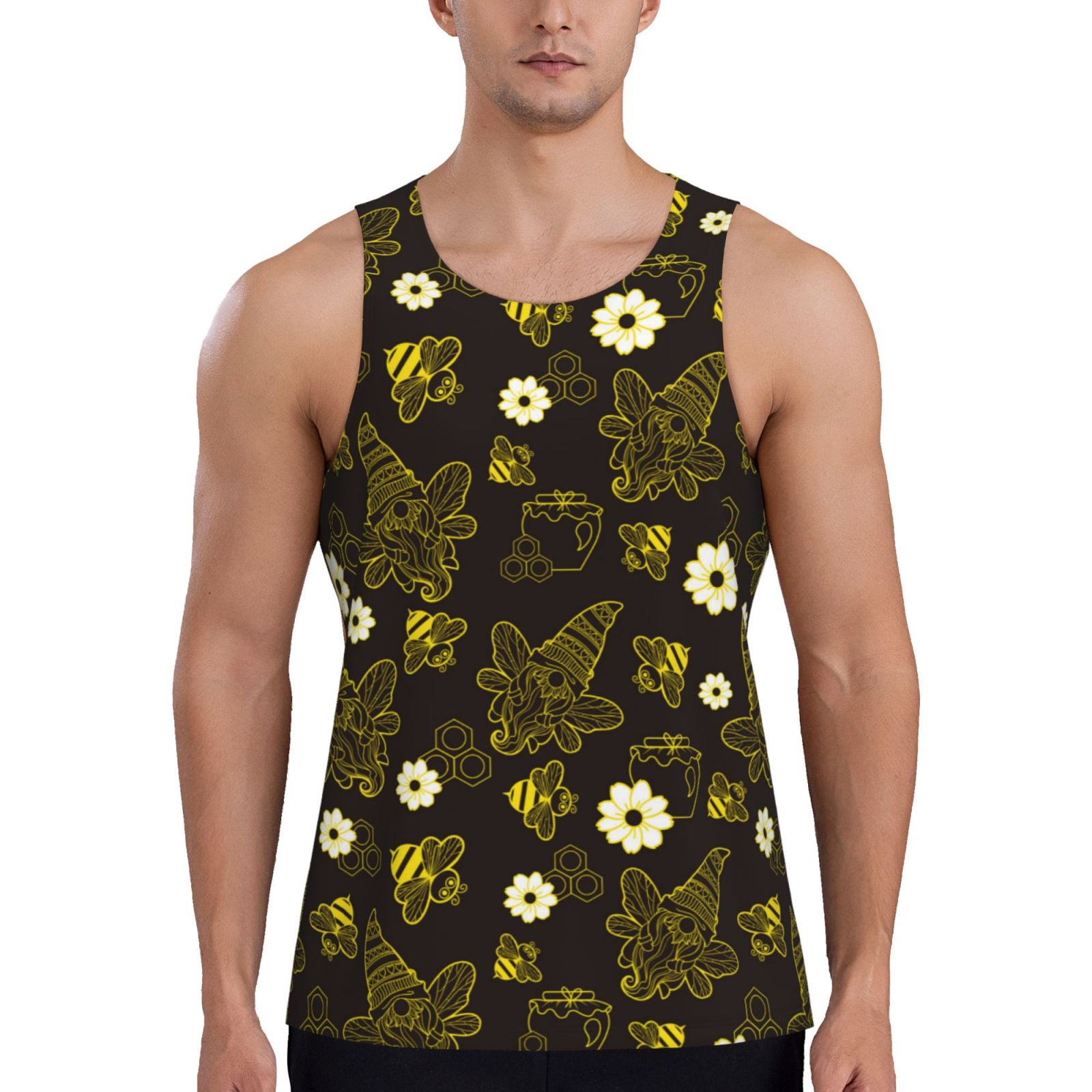 Balery Gnomes With Honey And Bees Pattern Men's Workout Tank Top Gym ...