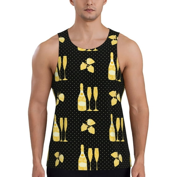 Balery Gold Bottles Pattern Men's Workout Tank Top Gym Muscle Tee Fitness Bodybuilding Sleeveless T Shirt Quick Dry Fit Muscle Tank Top Slim-Fit Tank-Medium