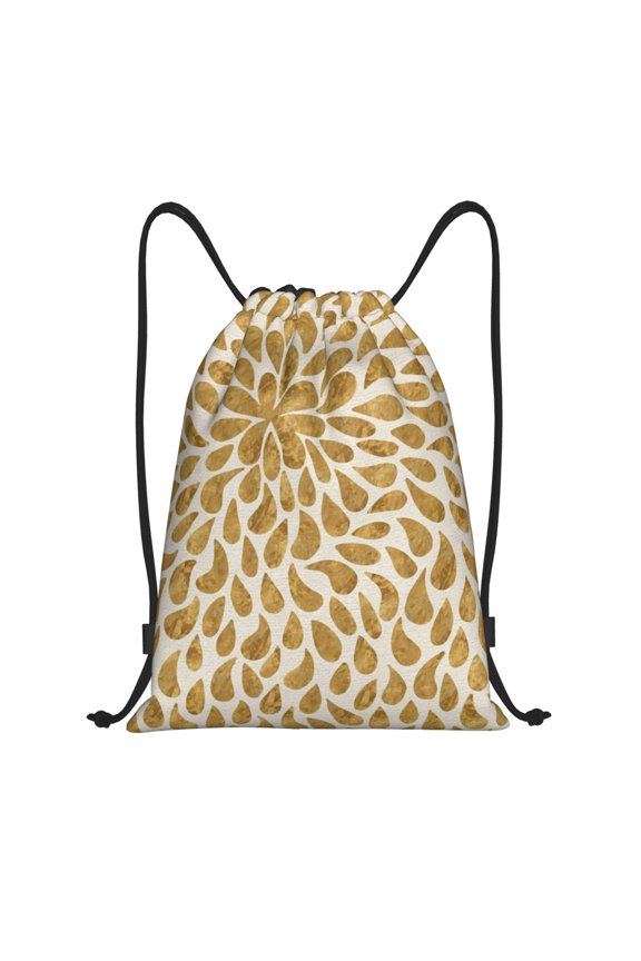 Gold Drops Pattern Drawstring Backpack Bag Sport Gym Sackpack Cinch Bags Pattern Drawstring Backpack Bag Sport Gym Sackpack Cinch Bags -Medium