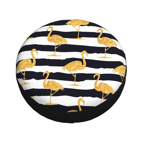 Balery Gold Flamingo Tire Covers - Tough Tire Wheel Protector for Truck, SUV, Trailer, Camper, RV -14 inch