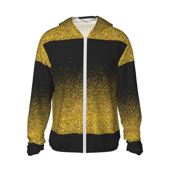 Balery Gold Glitter Gradient Men's Women's UPF 50+ Sun Protection Lightweight Hoodie Performance Long Sleeve Shirt for Fishing Running-X-Large