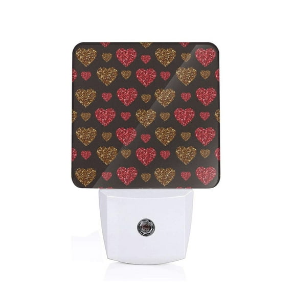 Balery Gold Glitter Heart Pattern LED Night Light with Automatic Sensor Plug in Night Light with Dusk-to-Dawn Light Sensor LED Nightlight 0.5W-EU