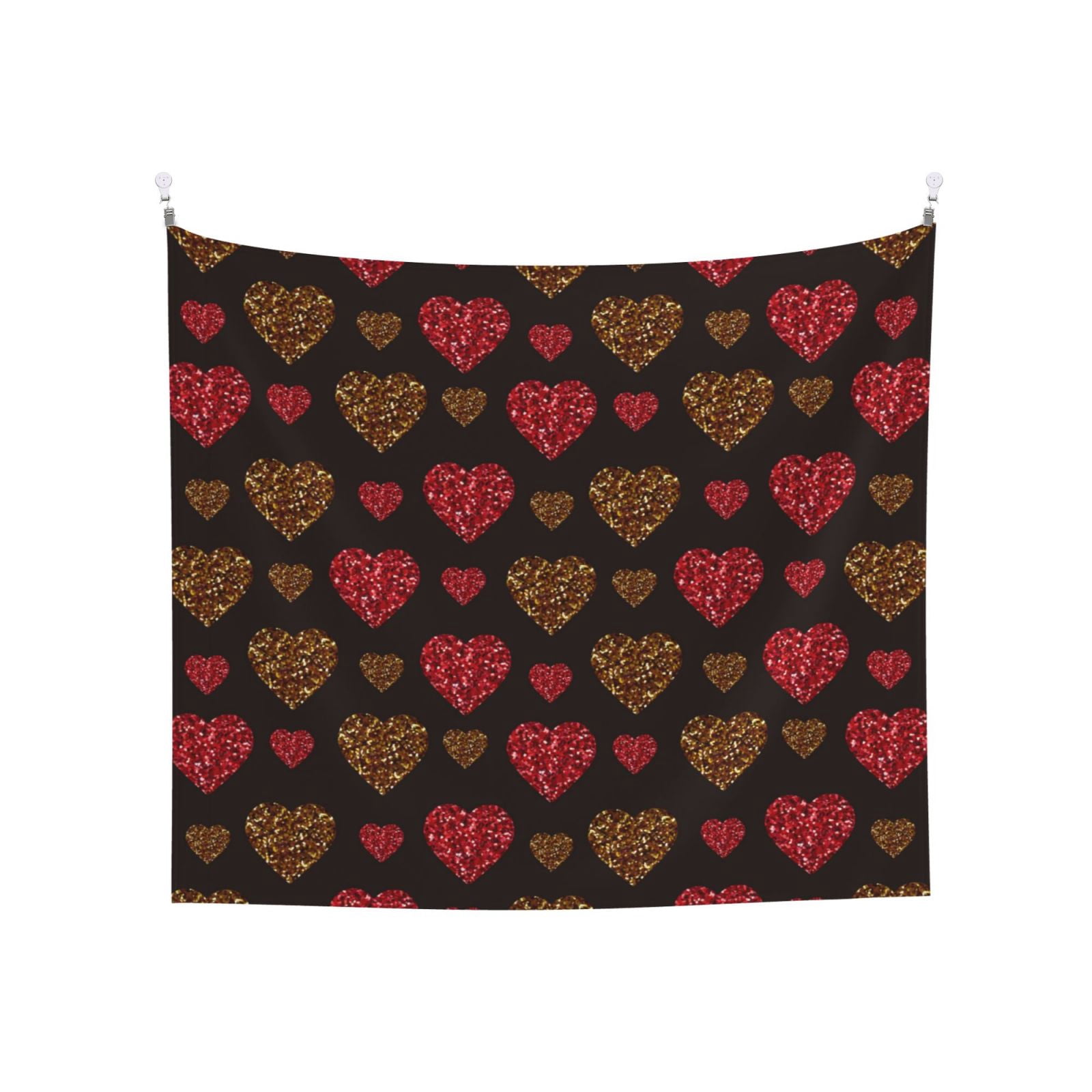 Balery Gold Glitter Heart Pattern Tapestry 60x51 Inches - Large Wall ...