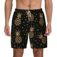 thumbnail image 1 of Balery Gold Glitter Pineapples Mens Swim Trunks Swim Shorts for Men Quick Dry Inseam Beach Shorts with Compression Liner Pocket-Small, 1 of 9