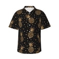 thumbnail image 1 of Balery Gold Glitter Pineapples Print Men's Hawaiian Shirts Short Sleeve Beach Shirt Relaxed Fit Vacation Button Down Shirts-Large, 1 of 9