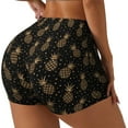 thumbnail image 1 of Balery Gold Glitter Pineapples Printed Workout Shorts for Women Seamless Scrunch Short Gym Yoga Running Sport Active Exercise Fitness Shorts-Medium, 1 of 8