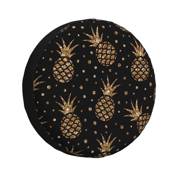 Balery Gold Glitter Pineapplestire Cover Waterproof Dust-Proof, Universal Spare Wheel Tire Cover For Trailer, Rv, Suv Truck And Vehicle Camper Accessories-14 Inch