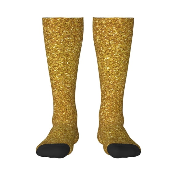Balery Gold Glitter Printed Novelty Socks Men's Women's Crew Socks Sports Socks Knee High Socks Cotton Socks Quirky and Cool Socks