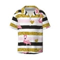 thumbnail image 1 of Balery Gold Glittering Hearts and Flamingos Men's Casual Button Down Shirt Short Sleeve Textured Summer Cuban Beach Shirts-XX-Large, 1 of 7