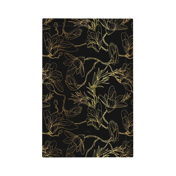 Balery Gold Gloss Outline Floral for Duplex Wall Plates Kit, Electrical Outlet Covers, Standard Size 1-Gang 5.0" x3.0", Electric Receptacle Plug Covers-Style V