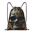 thumbnail image 1 of Balery Gold Pattern Black Skull Pattern Drawstring Backpack Bag Sport Gym Sackpack Cinch Bags Pattern Drawstring Backpack Bag Sport Gym Sackpack Cinch Bags -Small, 1 of 6