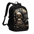 thumbnail image 1 of Balery Gold Rose Skull Print USB Charging Backpack for Men and Women - Water-Resistant, Anti-Theft Laptop Backpack with USB Port for Travel, Work, School, and College, 1 of 7