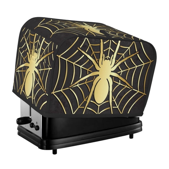 Balery Gold Spider On The Web Pattern Oven Cover Kitchen Bread Machine Protector, 2 Slice Toaster Cover for Home, Anti Dust Fingerprint Coaster Cover