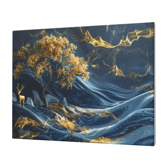 Balery Golden Fantasy Landscape Pattern Canvas Decorative Picture – 30x40in Premium Wall Art, Modern Canvas Print for Home Decor(Horizontal)