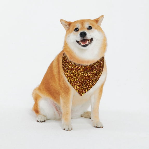 Balery Golden Glitter Pattern Pet Scarf for Dogs and Cats – Stylish Reflective Design, Breathable & Durable Pet Bandana with Quick-Release Buckle-XX-Large