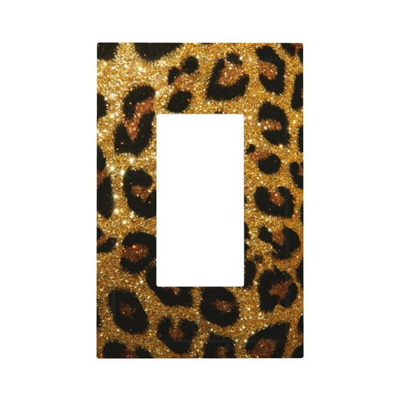 Balery Golden Leopard Glitter for Duplex Wall Plates Kit, Electrical Outlet Covers, Standard Size 1-Gang 5.0" x3.0", Electric Receptacle Plug Covers-Style U