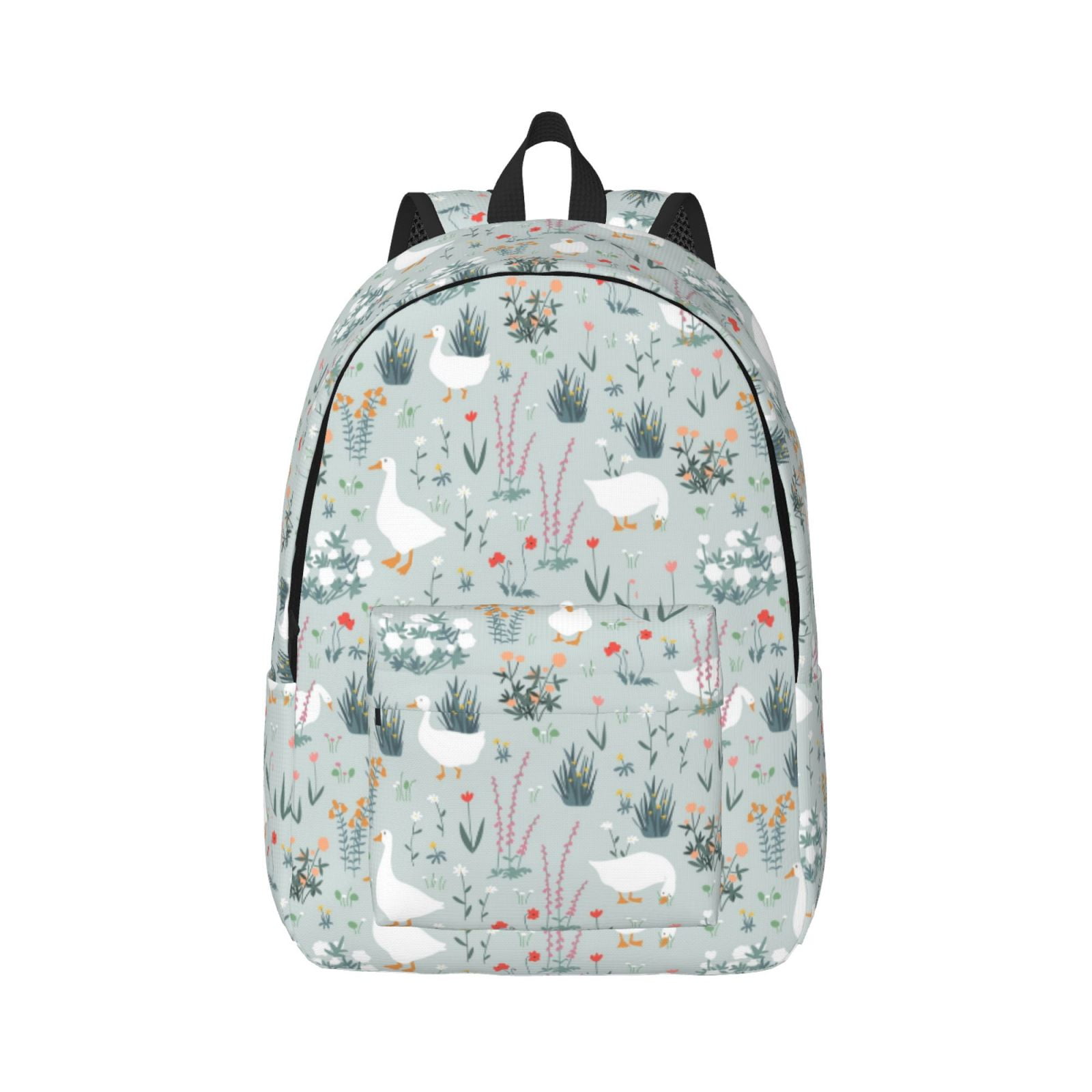 Balery Goose and Doodle Flowers Vintage Canvas Backpack for Men and