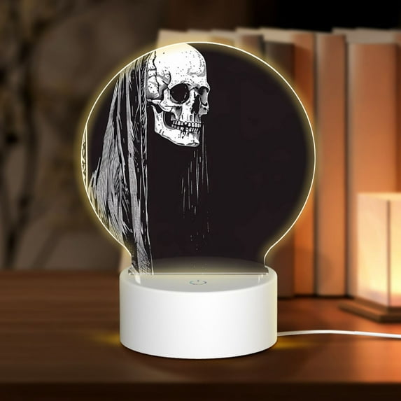 Balery Gothic Skull Drape Pattern Acrylic Night Light Gift with 3 Color ModesTouch-Sensitive LED Lamp Perfect Gift for Mother's Day, Birthday, or Christmas