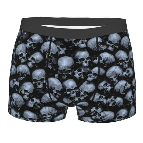 Balery Gothic Skull Men's Boxer Briefs, Soft and Breathable Cotton Underwear with nylon Waistband-Small