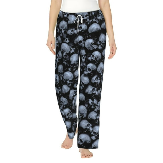 Balery Gothic Skull print Women's Pajama Pants,Ultra Lightweight Pjs,Lounge Pant-X-Large