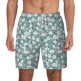 thumbnail image 1 of Balery Gouache Flowers Mens Swim Trunks Swim Shorts for Men Quick Dry Inseam Beach Shorts with Compression Liner Pocket-Small, 1 of 9
