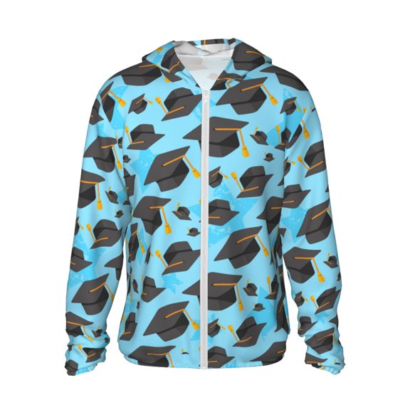 Balery Graduation Hats1 Men's Women's UPF 50 Sun Protection Lightweight Hoodie Performance Long Sleeve Shirt for Fishing Running-