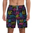 thumbnail image 1 of Balery Graffiti Art Mens Swim Trunks Swim Shorts for Men Quick Dry Inseam Beach Shorts with Compression Liner Pocket-X-Large, 1 of 9