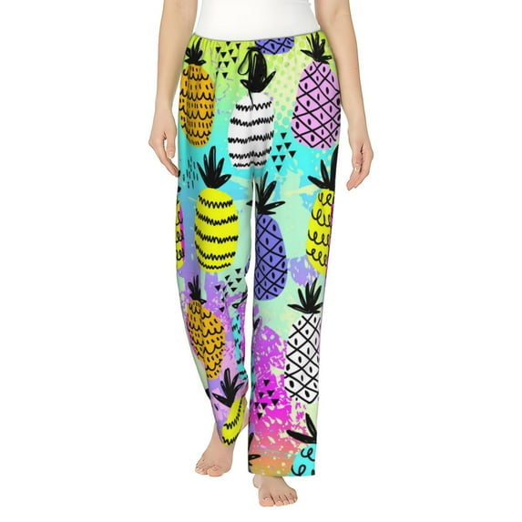Balery Graffiti Pineapples print Women's Pajama Pants,Ultra Lightweight Pjs,Lounge Pant-X-Large