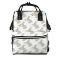 thumbnail image 1 of Balery Gray Rabbit Mummy Backpack - Waterproof Twill Canvas, Large Capacity Diaper Bag with Multiple Pockets and Adjustable Straps, 1 of 6