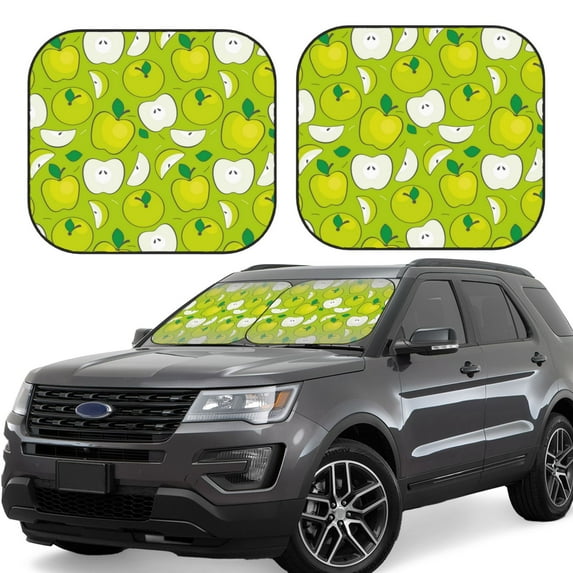 Balery Green Apple Sun Shield 2 Pack For Car Front Windows Foldable Sun Visor Protector Blocks Max Uv Rays And Keeps Your Vehicle Cool For Most Sedans Suv Truck