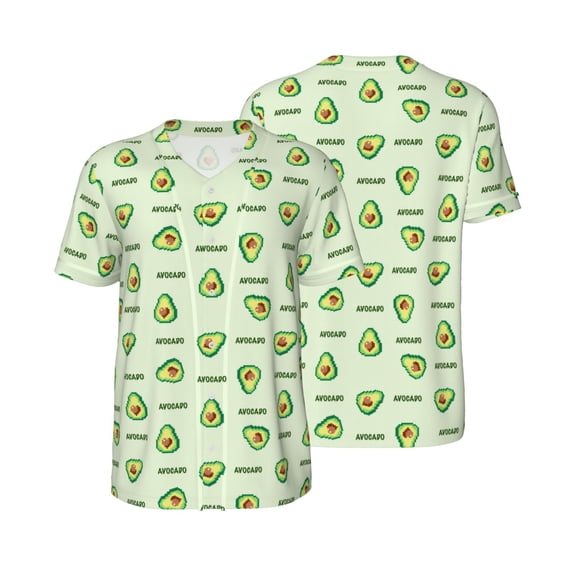 Balery Green Avocado Baseball Jersey for Men Casual Button Down Shirts Short Sleeve Active Team Sports Uniform-Medium